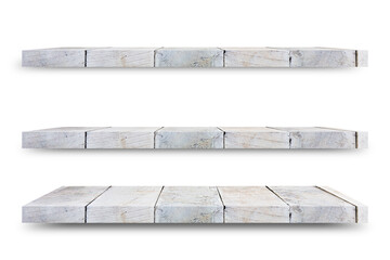 Aufkleber - Shelf wooden isolated on a white background and display montage for the product Embed Clipping Path separate with black shadows.