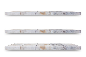 Aufkleber - Shelf wooden isolated on a white background and display montage for the product Embed Clipping Path separate with black shadows.