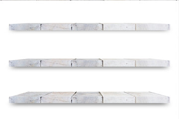 Aufkleber - Shelf wooden isolated on a white background and display montage for the product Embed Clipping Path separate with black shadows.