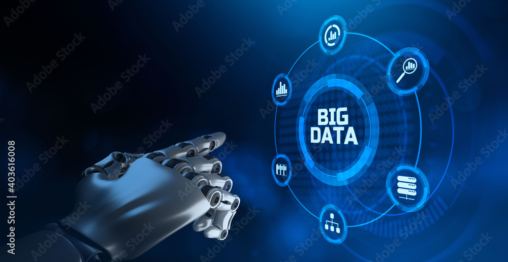 Big data analytics innovation information technology concept. Robotic ...