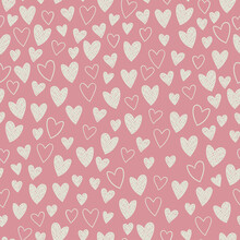 Cute Hand Drawn Hearts Seamless Pattern, Great For Valentine's Day, Weddings, Mother's Day - Textiles, Banners, Wallpapers, Backgrounds.