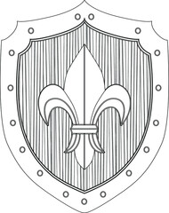 A shield drawn by a line with a lily in the center. A way of protecting with a shield during a battle