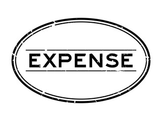 Poster - Grunge black expense word oval rubber seal stamp on white background