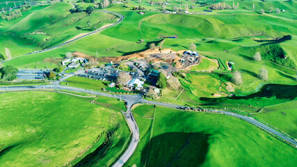 Canvas Print - Aerial view of colourful New Zealand Countryside in spring season