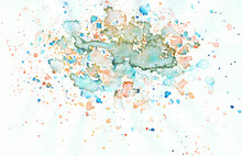 Abstract Pastel Watercolor Splash Of Color, Hand  Painted Background