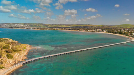 Sticker - Granite Island, Australia. Aerial view of coastline on a beautiful morning