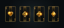 Poker Card Ace Metallic Black And Gold Texture Shining Poker Cards Shining