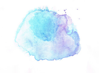 Sticker - abstract watercolor hand painted background in turquoise and purple