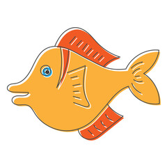 Wall Mural - fish character hand drawn design vector illustration