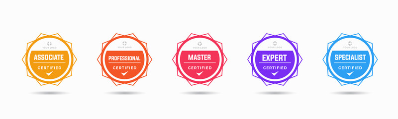 Wall Mural - set of company training badge certificates to determine based on criteria. vector illustration certi