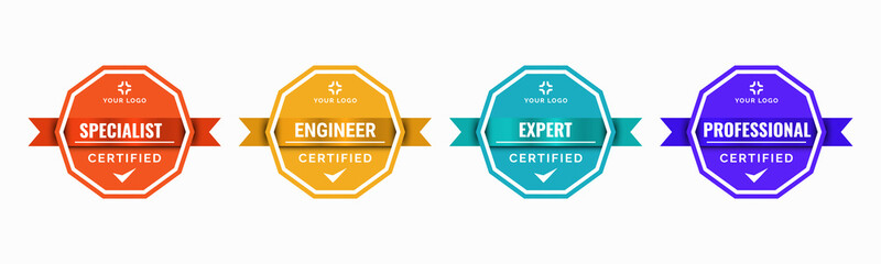 Wall Mural - set of company training badge certificates to determine based on criteria. standard verified modern 