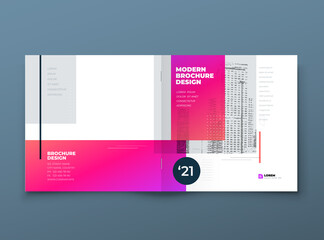 Wall Mural - Square Brochure template design. Pink Corporate business annual report, catalog, magazine, flyer mockup. Modern layout with dynamic abstract background. Creative concept dynamic Vector