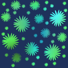 Floral Pattern , Gradient Color Background, Blue Green Flowers
