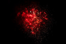 Red Fireworks In The Night Sky