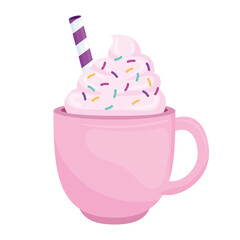 Poster - Sweet milkshake in cup with cream design, food dessert delicious and sugar theme Vector illustration