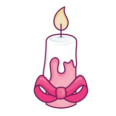 Sticker - pink candie with bowtie design, Fire flame candlelight light spirituality burn and decoration theme Vector illustration