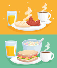 Poster - Breakfast symbol collection design, food fresh tasty and meal theme Vector illustration