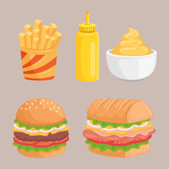 Wall Mural - Fast food icon set design of eat restaurant and menu theme Vector illustration