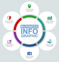 Leinwandbilder - Infographic vector template for presentation, chart, diagram, graph, business concept with 6 options