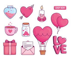 Canvas Print - Love icon collection design of passion and romantic theme Vector illustration