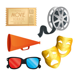 Poster - Cinema symbol set design, Movie video film media entertainment theme Vector illustration