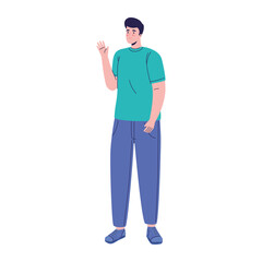 Wall Mural - young man standing avatar character vector illustration design