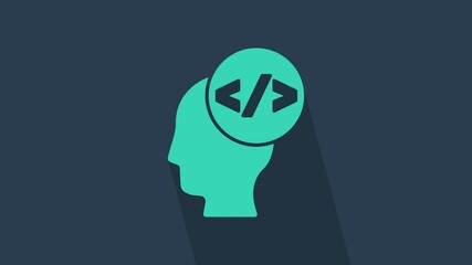Turquoise Web design and front end development icon isolated on blue background. 4K Video motion graphic animation.