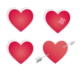 Canvas Print - bundle of valentines day hearts and arrow vector illustration design