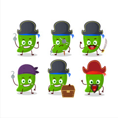 Wall Mural - Cartoon character of green mango with various pirates emoticons