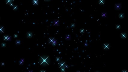 glowing blue purple glitter stars in black space background - computer motion graphic celebration co