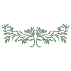 Wall Mural - Symmetrical floral frame with two green branches with leaves.
