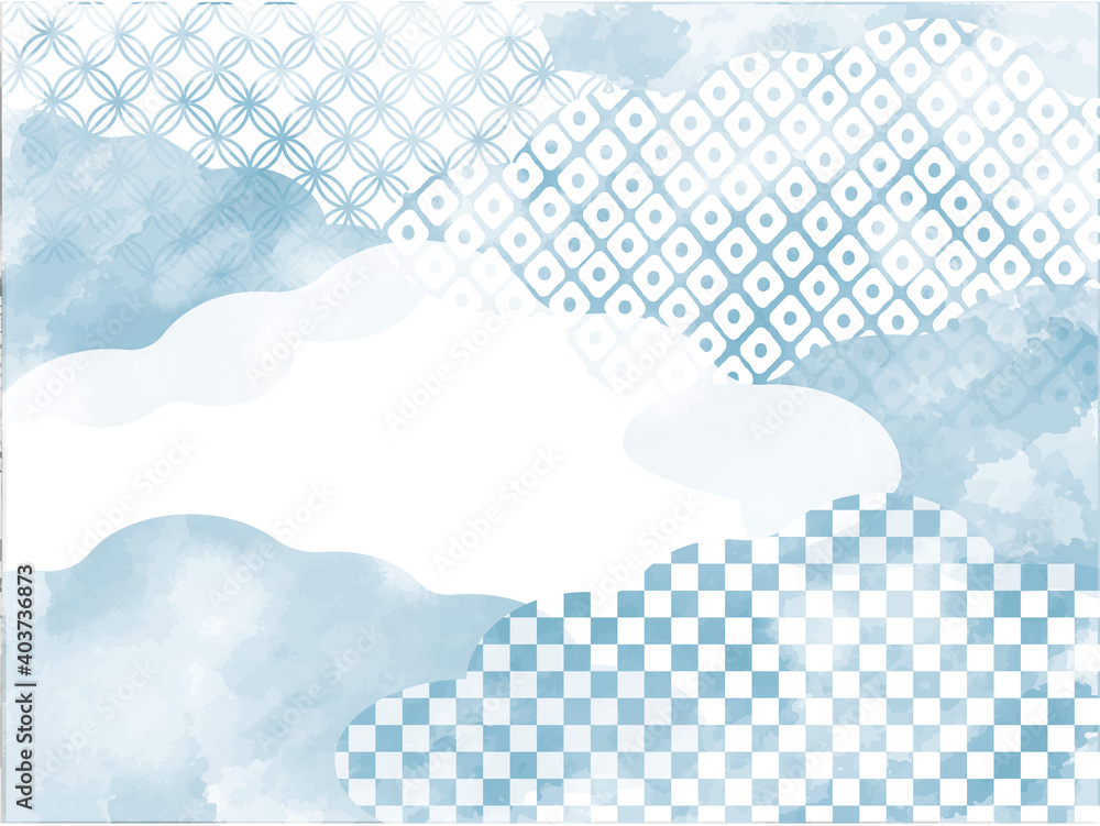 和柄 和風背景素材 雲 青 パステルカラー Stock Vector | Adobe Stock