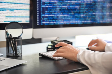Female programmer working in office
