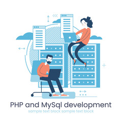 Wall Mural - website architecture concept. php and mysql. cms content management system. web development. softwar