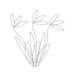 Sticker - Flower continuous line drawing, vector illustration