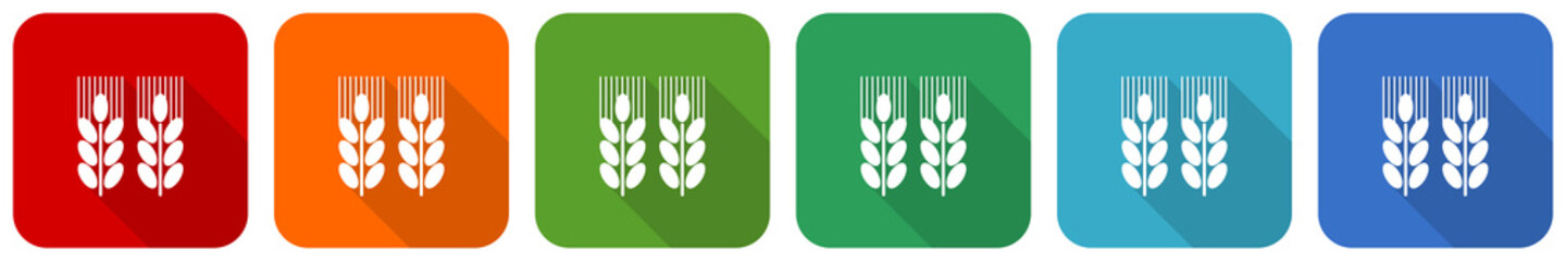 Aufkleber - Agricultural icon set, flat design vector illustration in 6 colors options for webdesign and mobile applications.