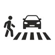 © Janis Abolins - Pedestrian crossing icon. Zebra crossing. Vector icon isolated on white background.