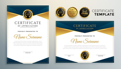 Wall Mural - golden certificate award template for multipurpose use