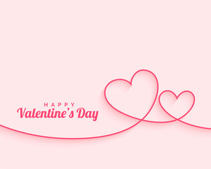 Wall Mural - happy valentines day minimal line hearts background
