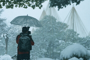 Wall Mural - Great snow day in Kanazawa, 2021.