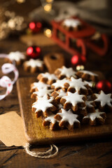 Wall Mural - Traditional German star-shaped cinnamon cookies