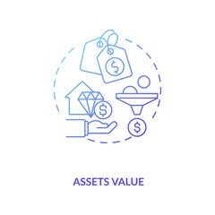 Wall Mural - Assets valuation concept icon. Assets inventory idea thin line illustration. Financial records. Determining fair market value. Identifying right price. Vector isolated outline RGB color drawing