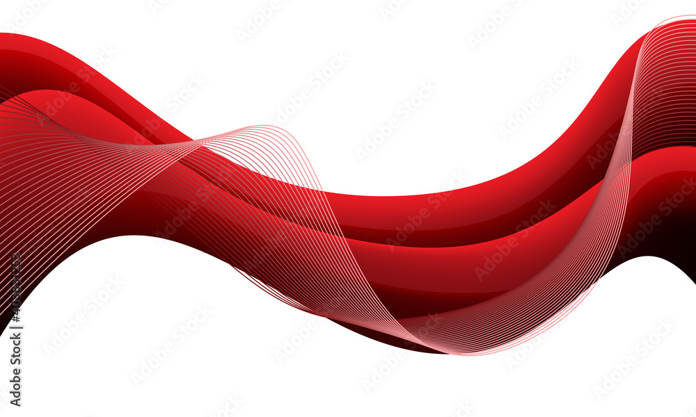 Abstract red wave curve on white design modern futuristic background ...