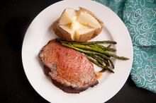 Prime Rib Dinner With Potato And Asparagus