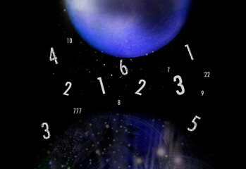 Wall Mural - numbers on the background of space, numerology