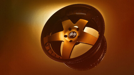 3D render of a aluminium car wheel