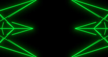Render With Neon Green Lines On Black Background