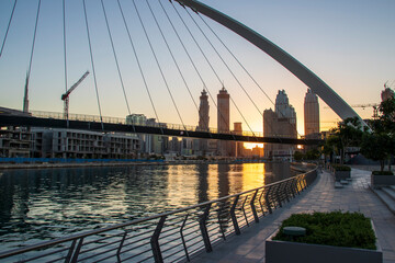 Wall Mural - Dubai, UAE - 01.08.2021 Bridge over a Dubai Water canal known as Tolerance bridge. Outdoors