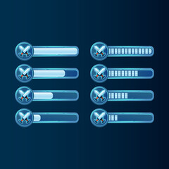 Wall Mural - set of fantasy blue glossy gui blade sword battle progress bar for game ui asset elements vector ill