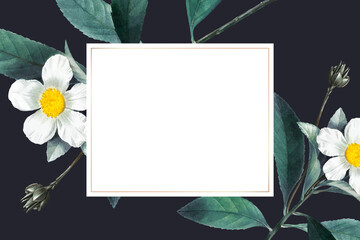 Wall Mural - hand drawn gold floral frame vintage